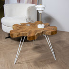 Table D'Appoint Kuta En Teck Et Pieds - Aluminium Blanc
