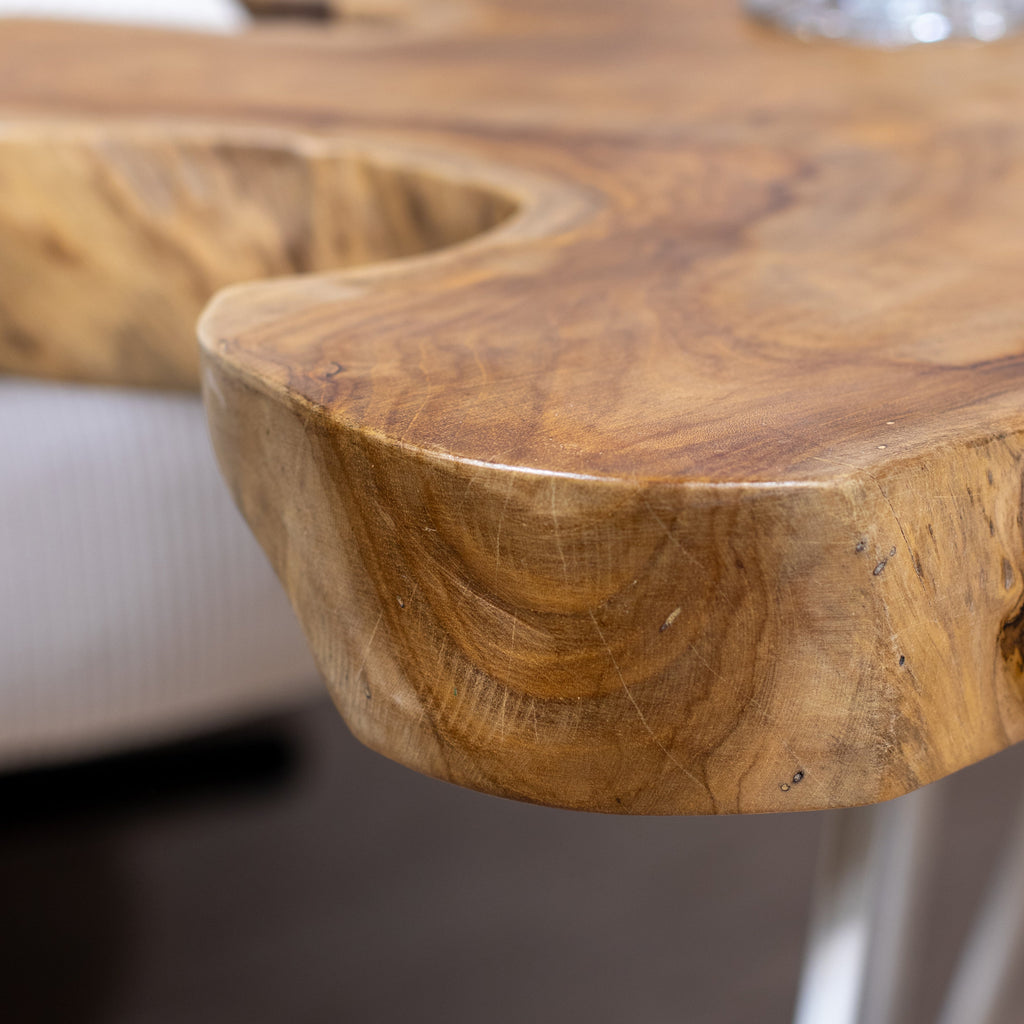 Table D'Appoint Kuta En Teck Et Pieds - Aluminium Blanc