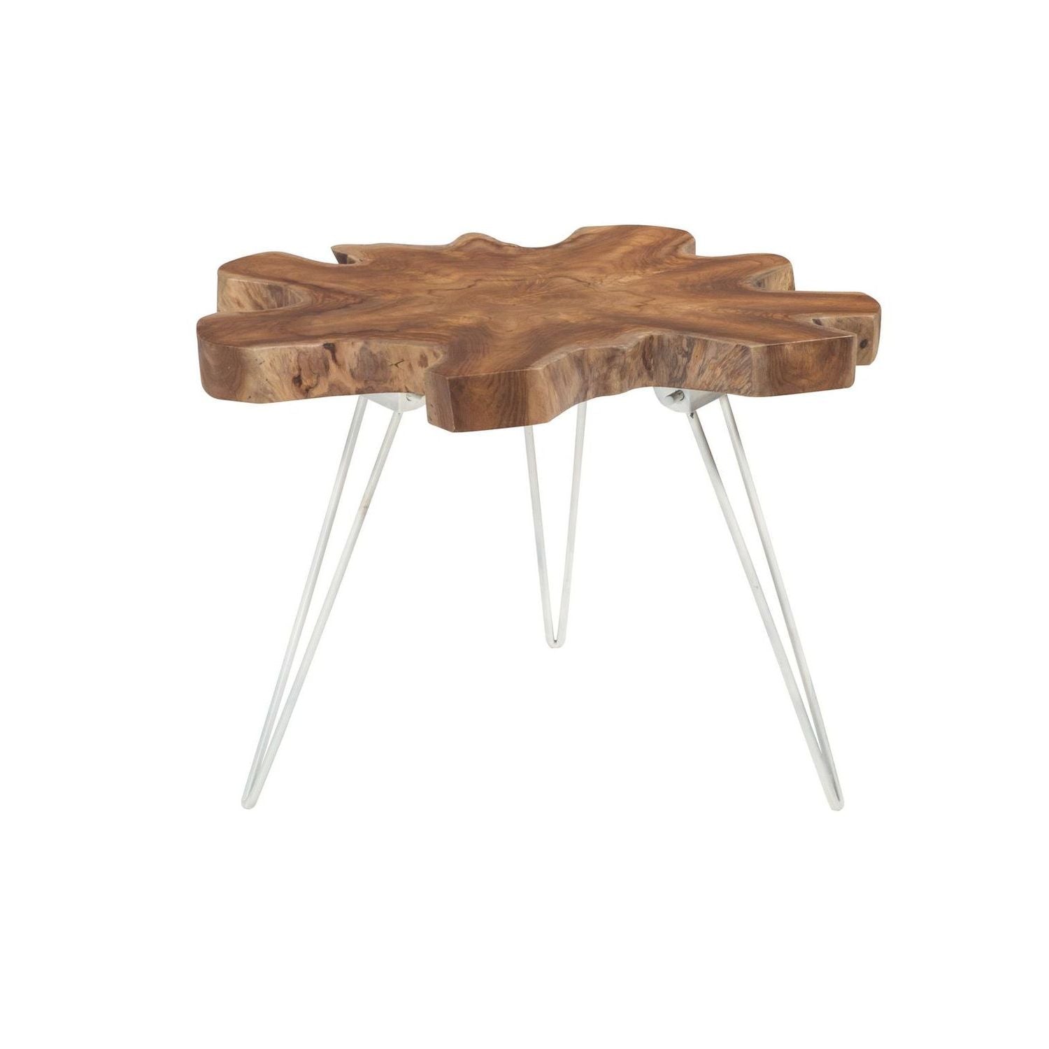 Table D'Appoint Kuta En Teck Et Pieds - Aluminium Blanc