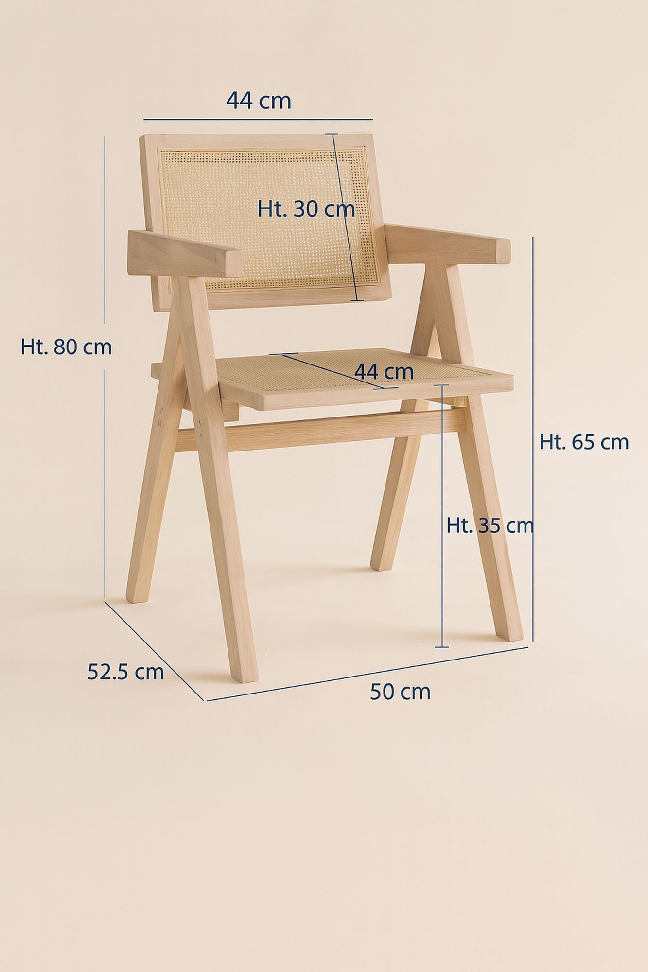 Hector - Fauteuil Bureau - Bois De Pin/Rotin