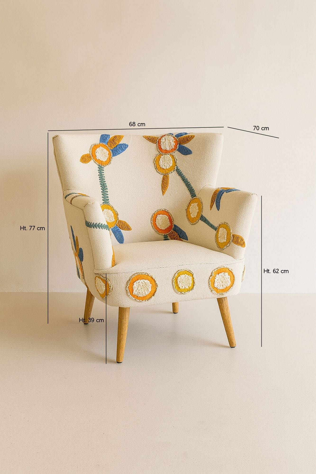 Fauteuil Maya En Tissu Et Pieds - Bois