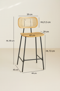 Nosara - Lot De 2 Chaises De Bar - Rotin/Métal/Bois - Noir/Naturel