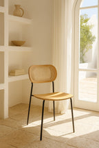 Nosara - Lot De 2 Chaise - Rotin/Métal/Bois - Noir/Naturel
