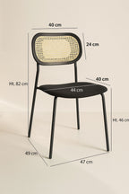 Nosara - Lot 2 Chaises - Velours Cotelé/Rotin/Métal/Bois - Noir