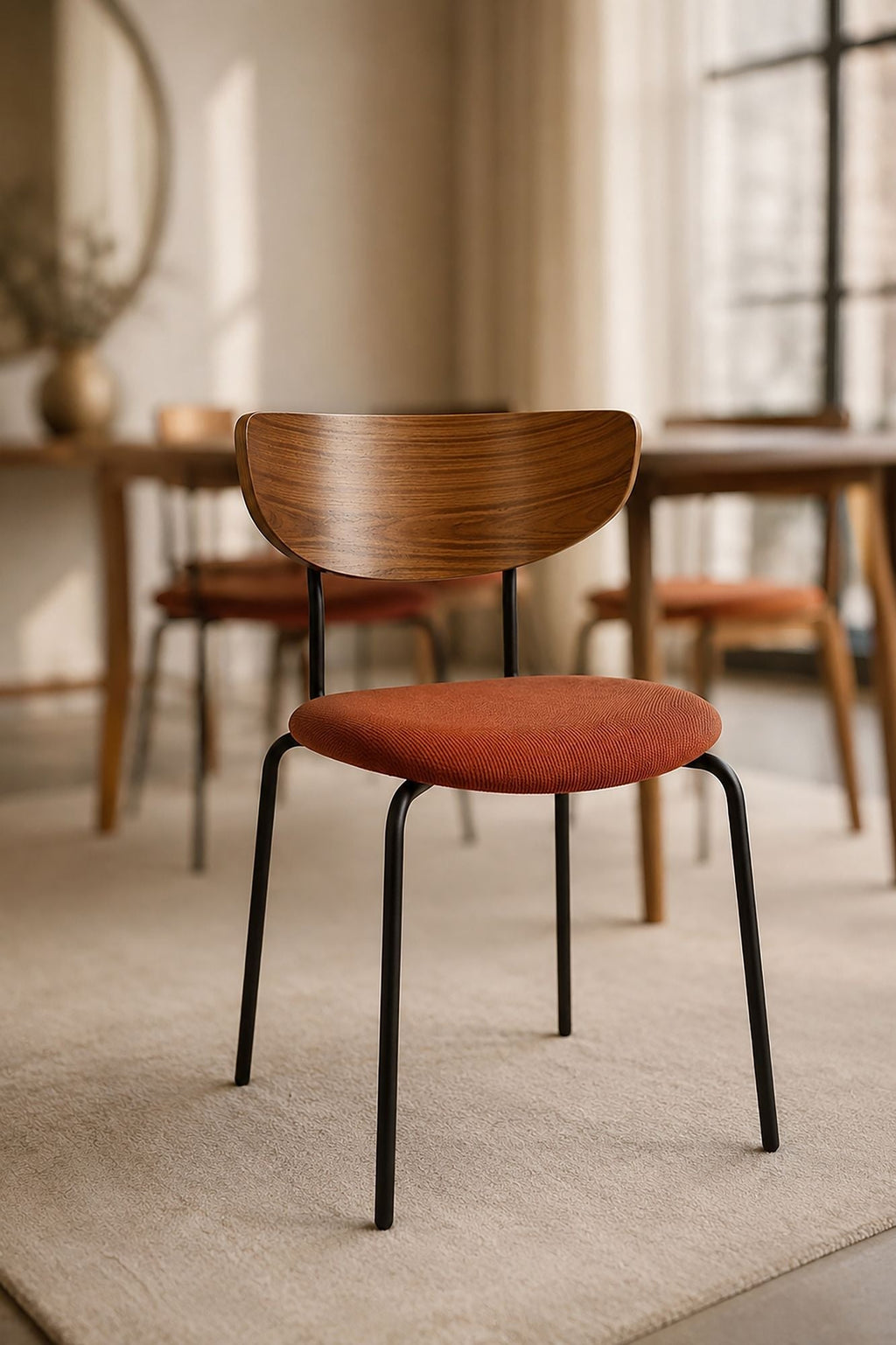 Riva - Lot De 2 Chaises - Velours/Métal/Bois - Terracotta