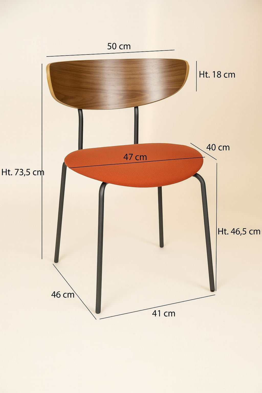 Riva - Lot De 2 Chaises - Velours/Métal/Bois - Terracotta
