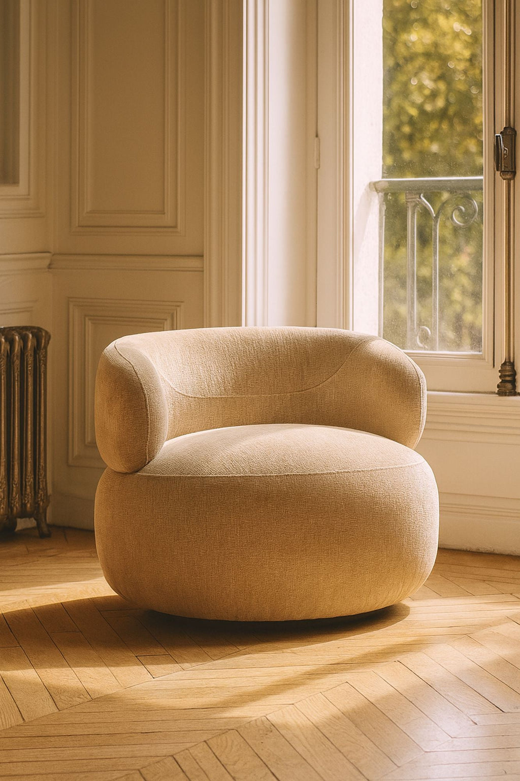 Glove - Fauteuil Pivotant - Velours Texturé - Beige