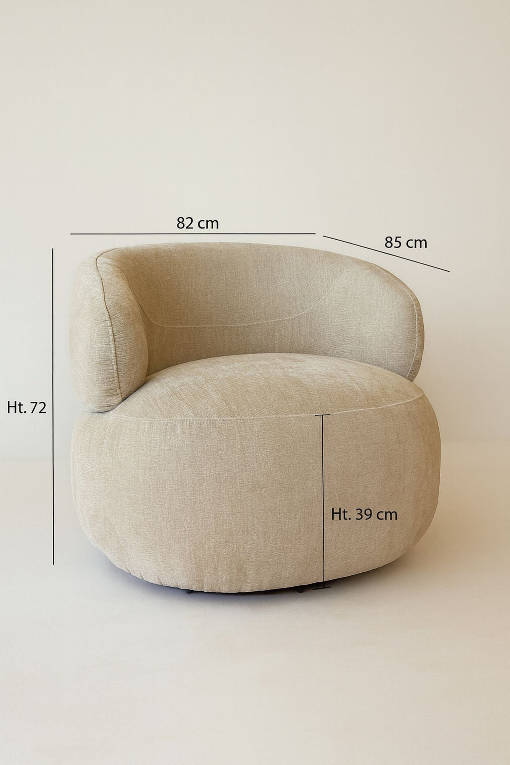Glove - Fauteuil Pivotant - Velours Texturé - Beige