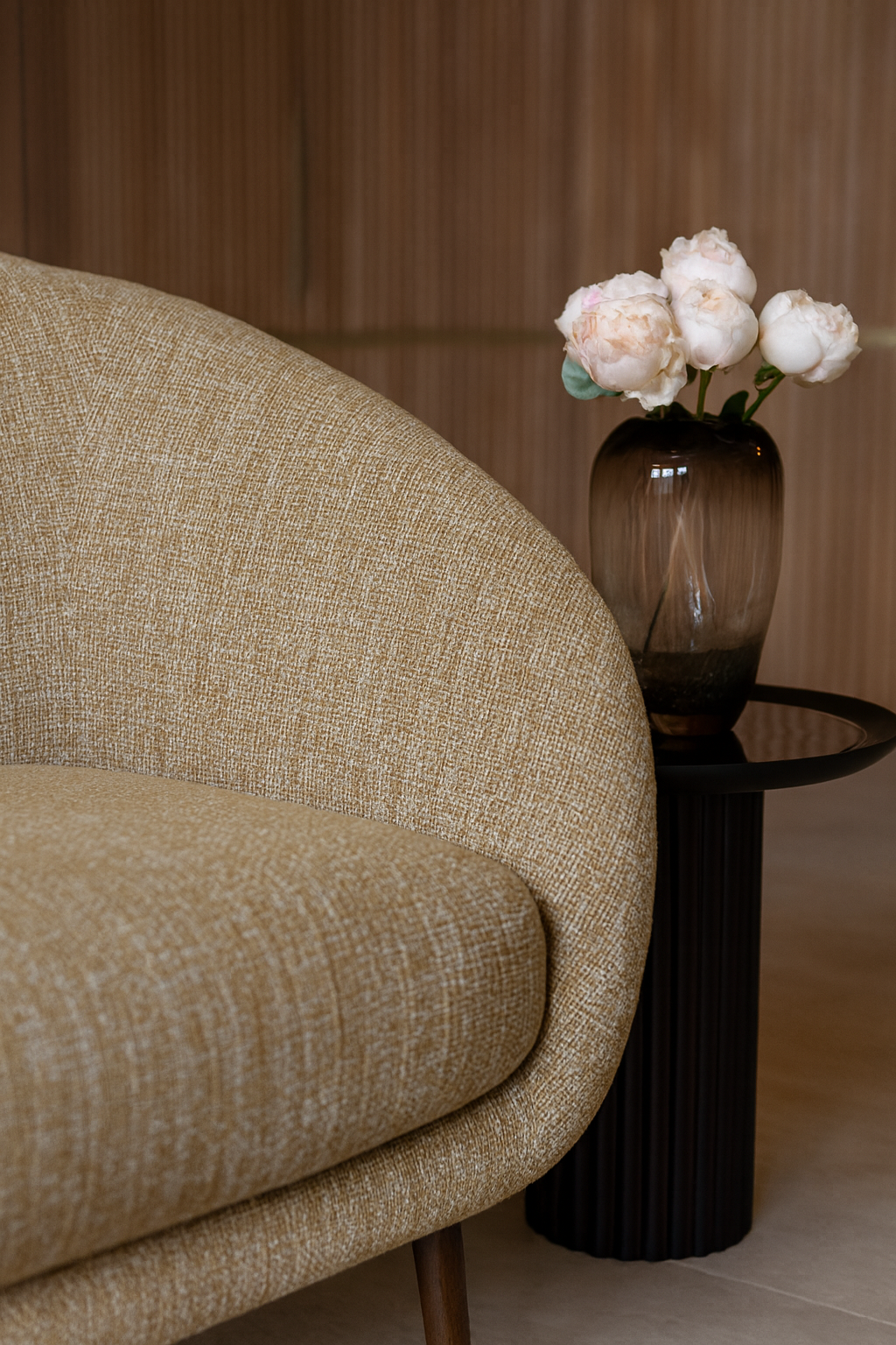 Sixties - Fauteuil Pivotant En Tissus - Tweed - Ocre Jaune