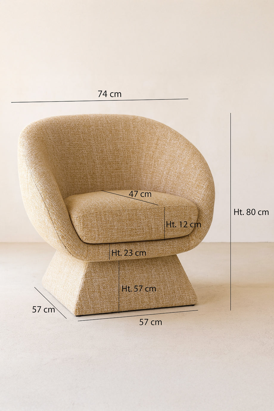 Sixties - Fauteuil Pivotant En Tissus - Tweed - Ocre Jaune