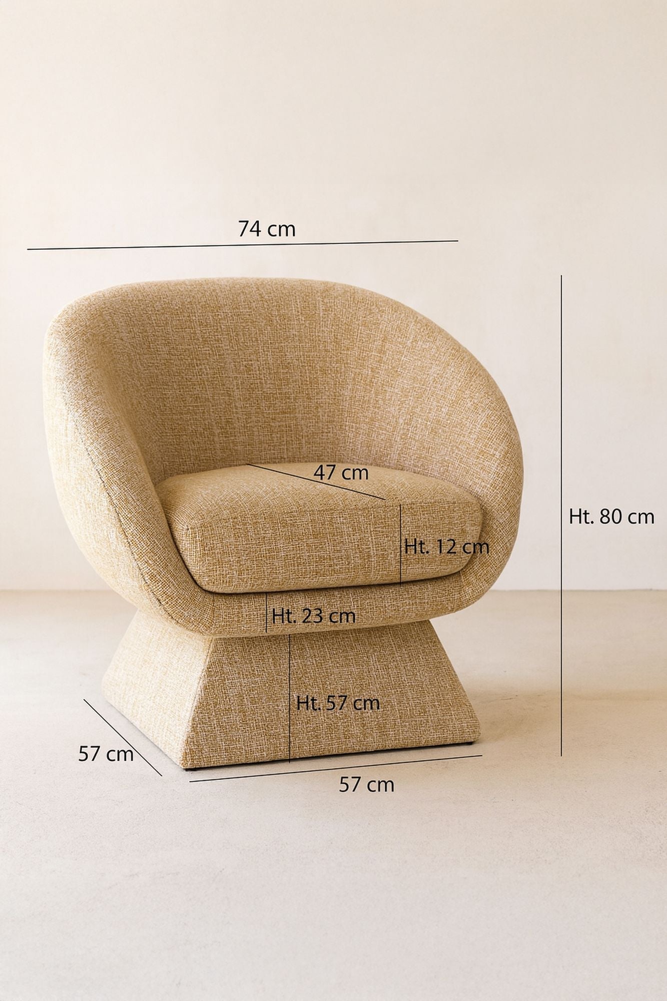 Sixties - Fauteuil Pivotant En Tissus - Tweed - Ocre Jaune