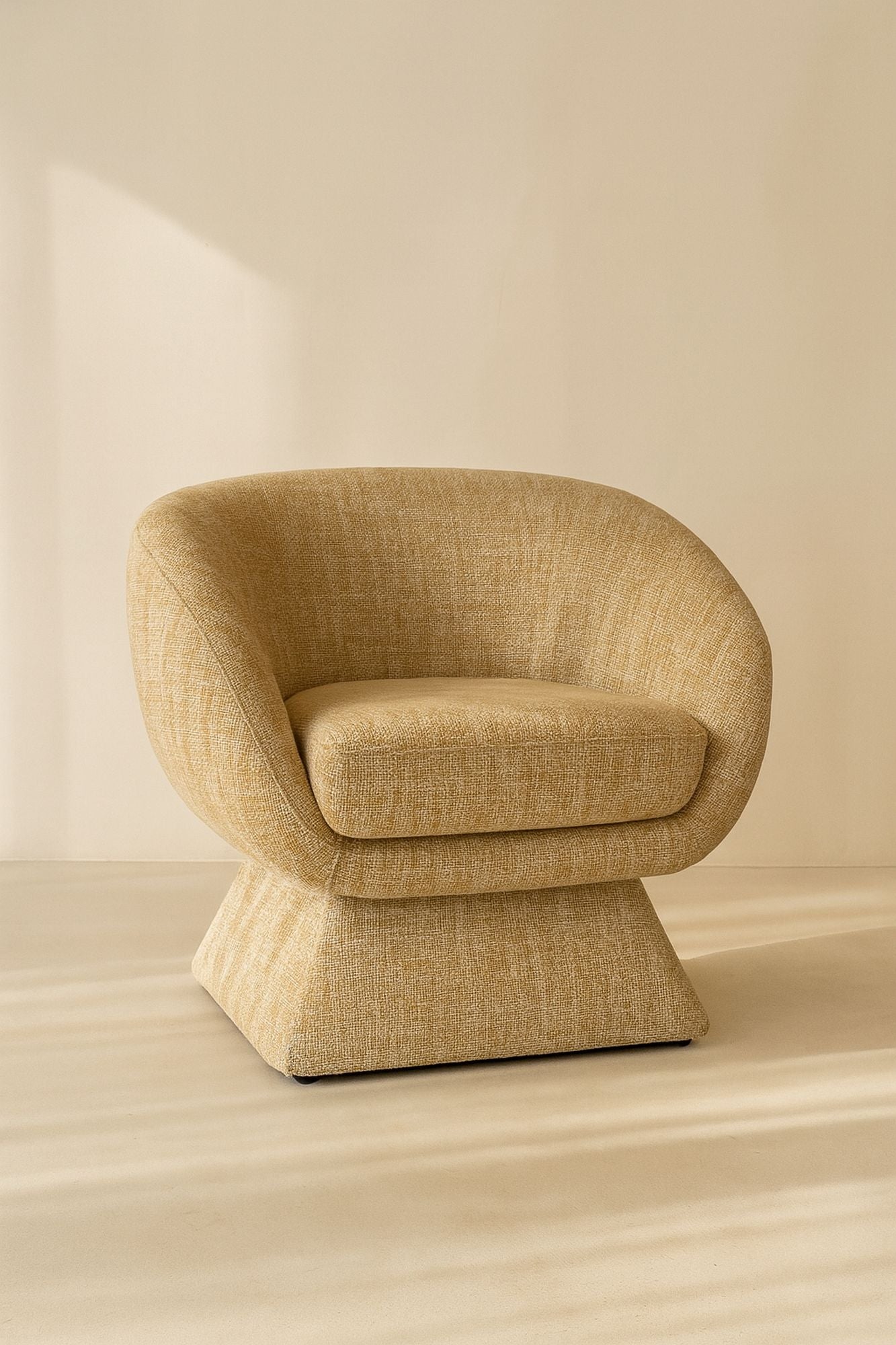 Sixties - Fauteuil Pivotant En Tissus - Tweed - Ocre Jaune