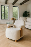 Ulysse - Fauteuil - Bouclette/Bois - Beige