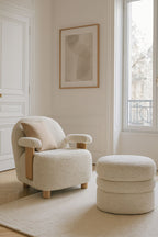 Ulysse - Fauteuil - Bouclette/Bois - Beige