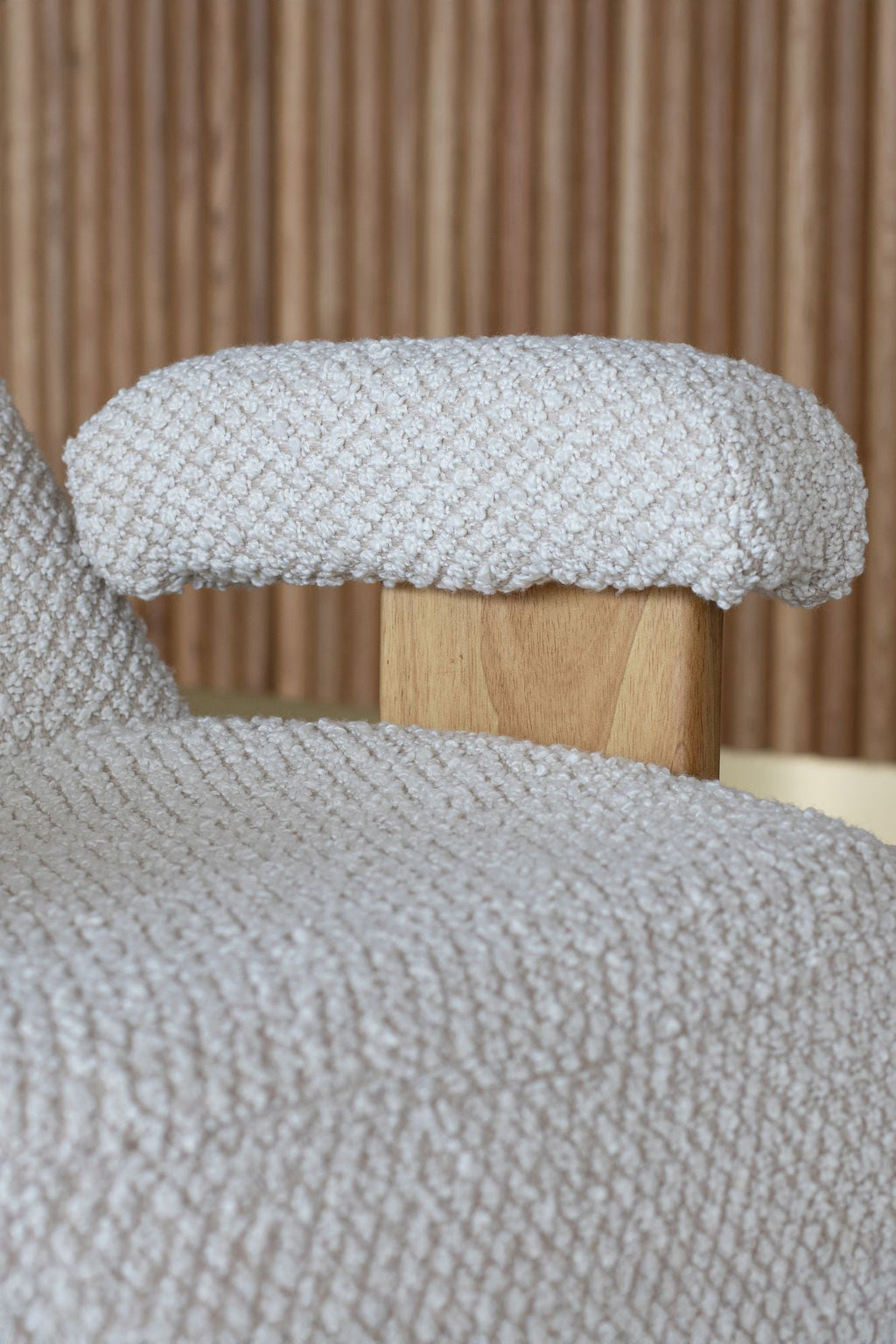 Ulysse - Fauteuil - Bouclette/Bois - Beige