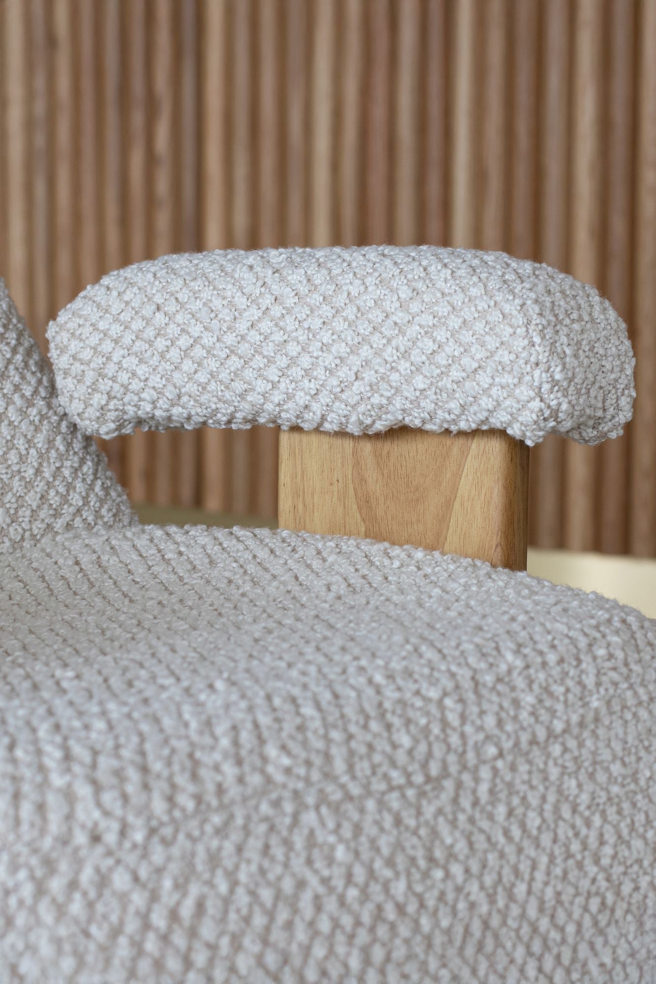 Ulysse - Fauteuil - Bouclette/Bois - Beige