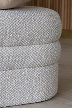 Ulysse - Pouf Oval - Bouclette/Bois - Beige