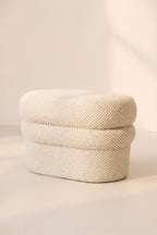 Ulysse - Pouf Oval - Bouclette/Bois - Beige