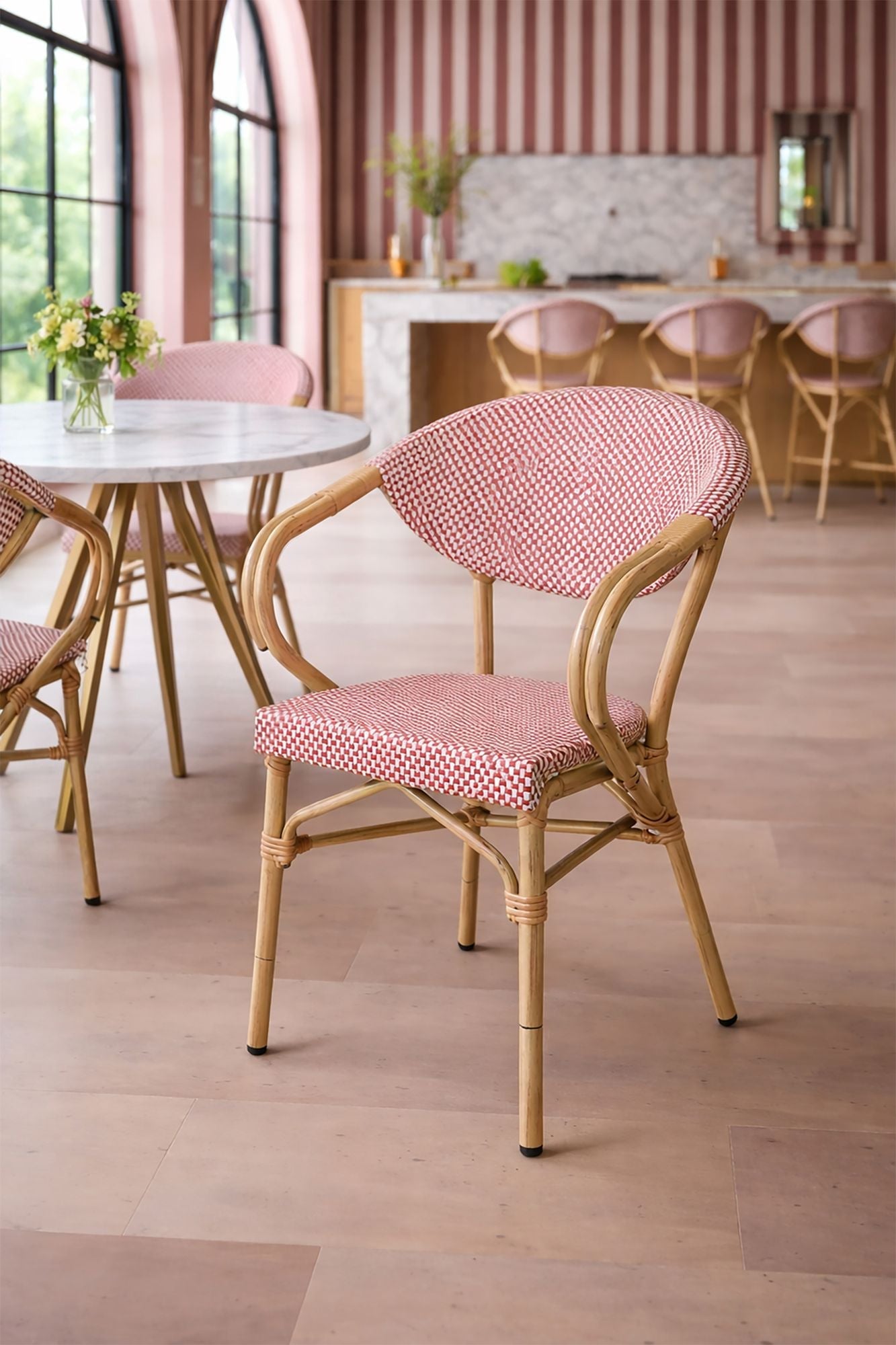 Amalfi - Lot 2 Fauteuils De Table Rouge - Aluminium - Rouge