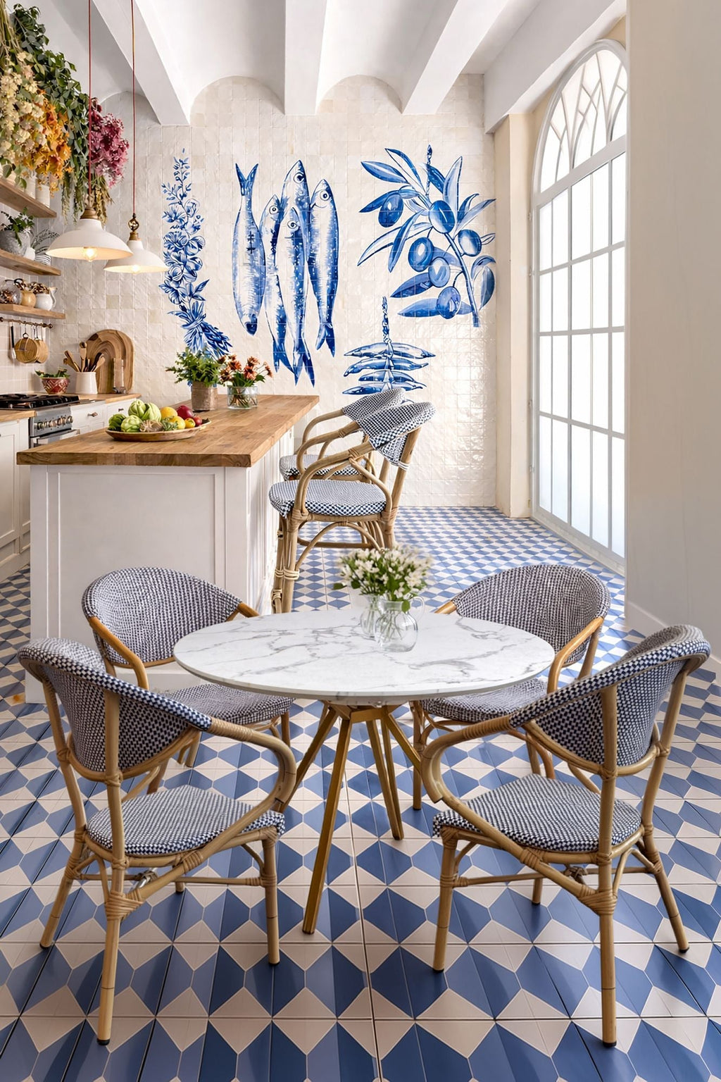 Amalfi - Lot 2 Fauteuils De Table - Aluminium Effet Rotin - Bleu