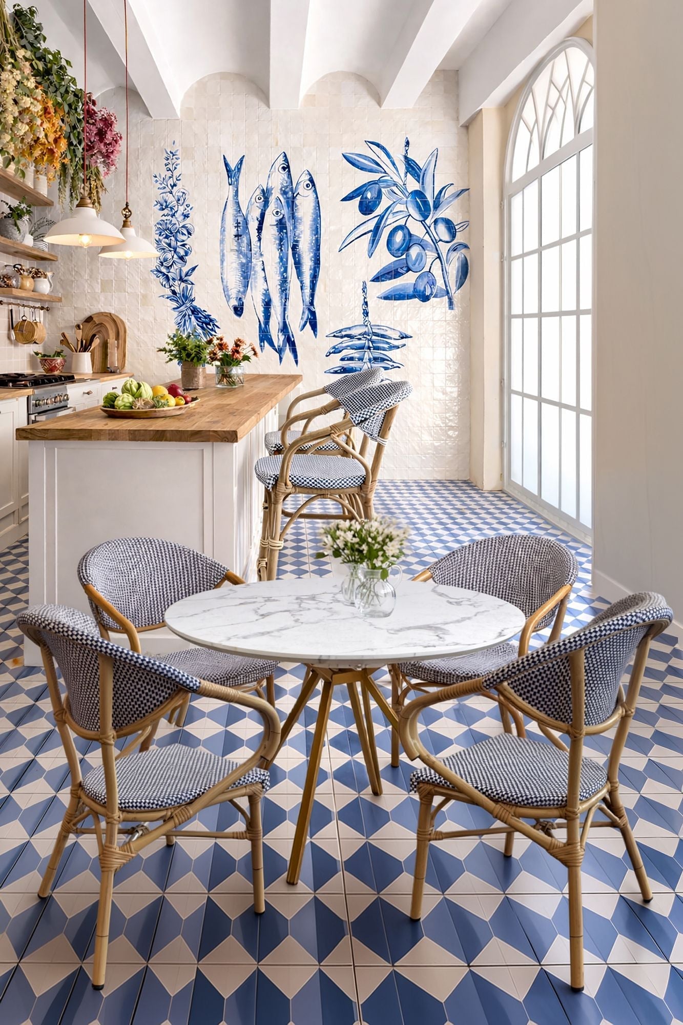 Amalfi - Lot 2 Fauteuils De Table - Aluminium Effet Rotin - Bleu
