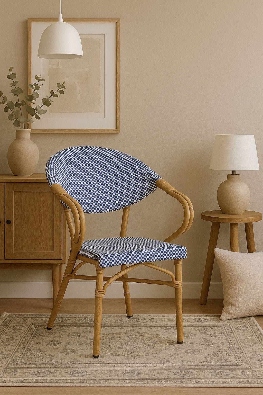Amalfi - Lot 2 Fauteuils De Table - Aluminium Effet Rotin - Bleu