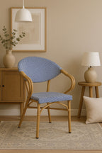 Amalfi - Lot 2 Fauteuils De Table - Aluminium Effet Rotin - Bleu