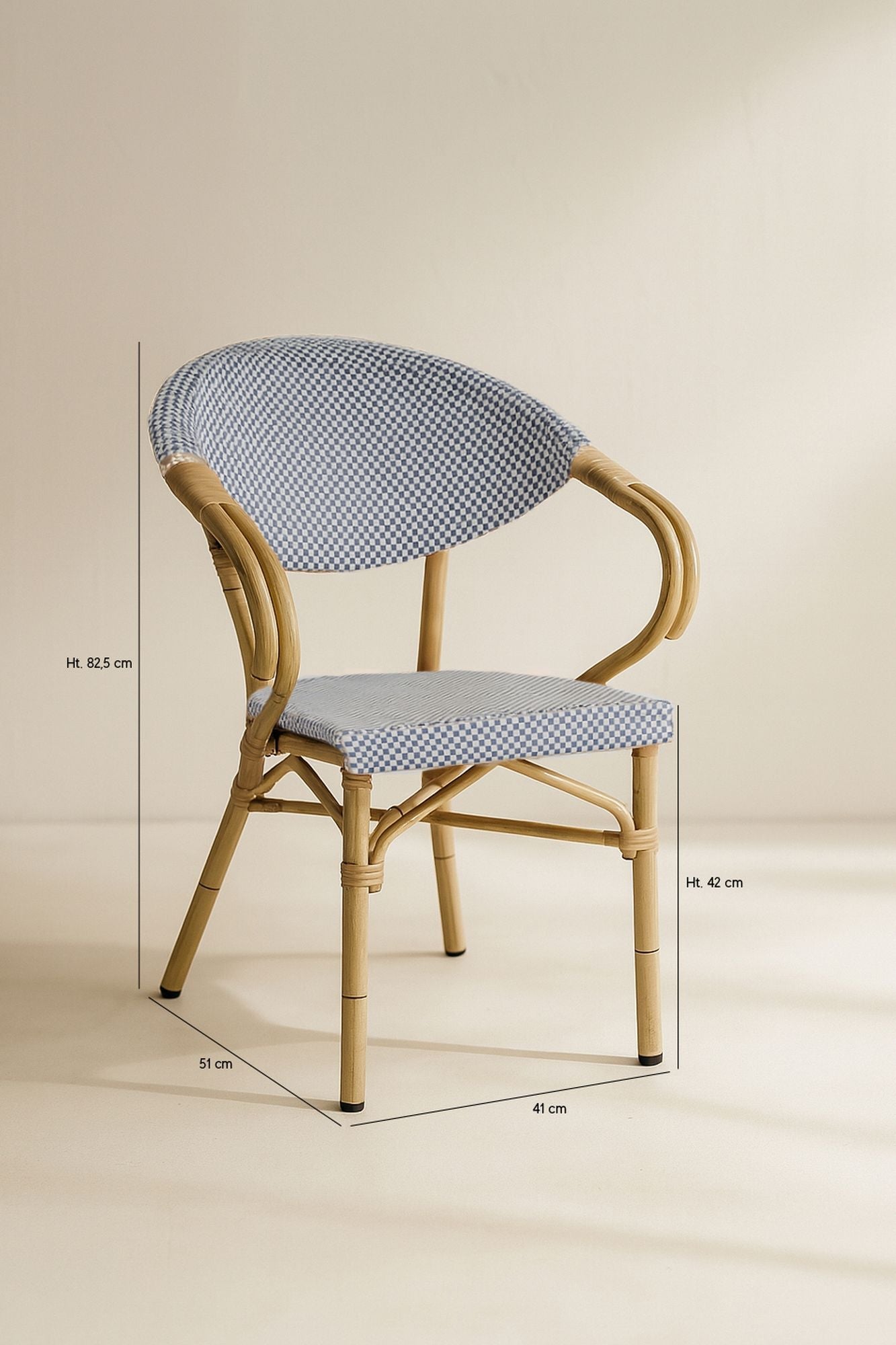 Amalfi - Lot 2 Fauteuils De Table - Aluminium Effet Rotin - Bleu