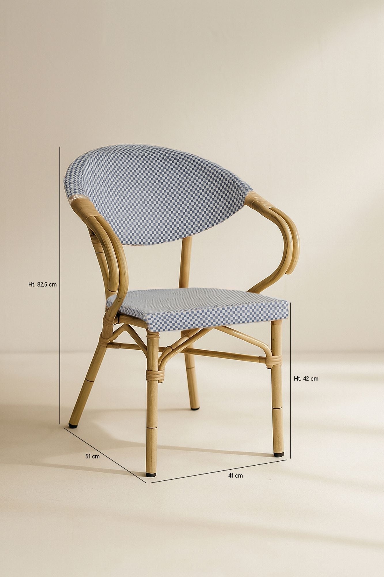 Amalfi - Lot 2 Fauteuils De Table - Aluminium Effet Rotin - Bleu