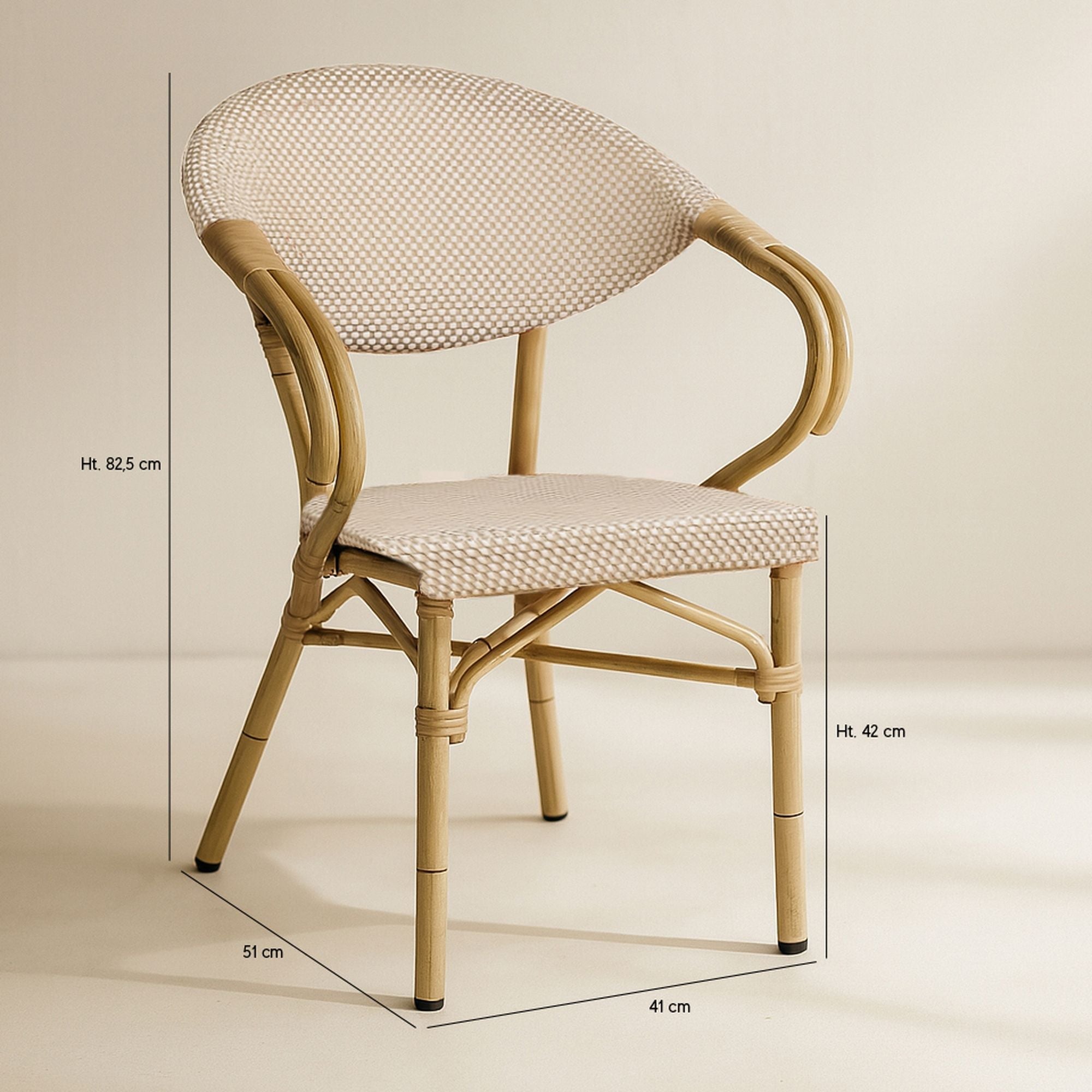Amalfi - Lot2 Fauteuils De Table En Aluminiu - Effet Rotin - Beige