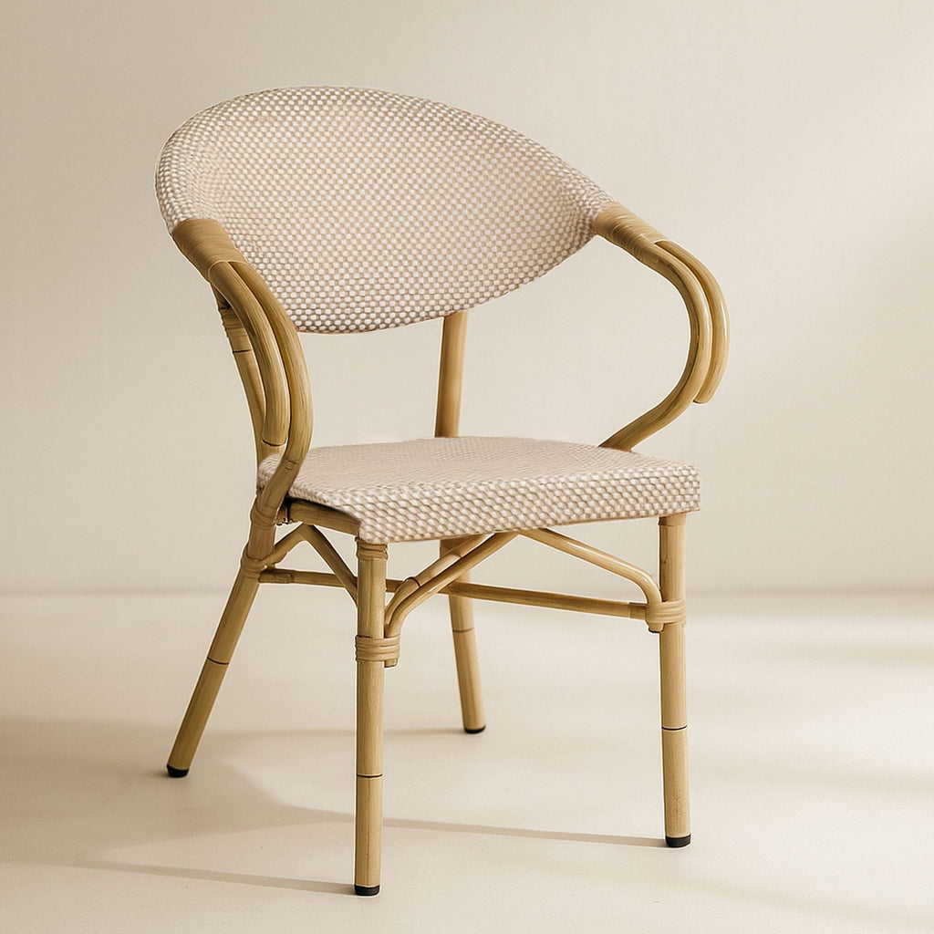 Amalfi - Lot2 Fauteuils De Table En Aluminiu - Effet Rotin - Beige