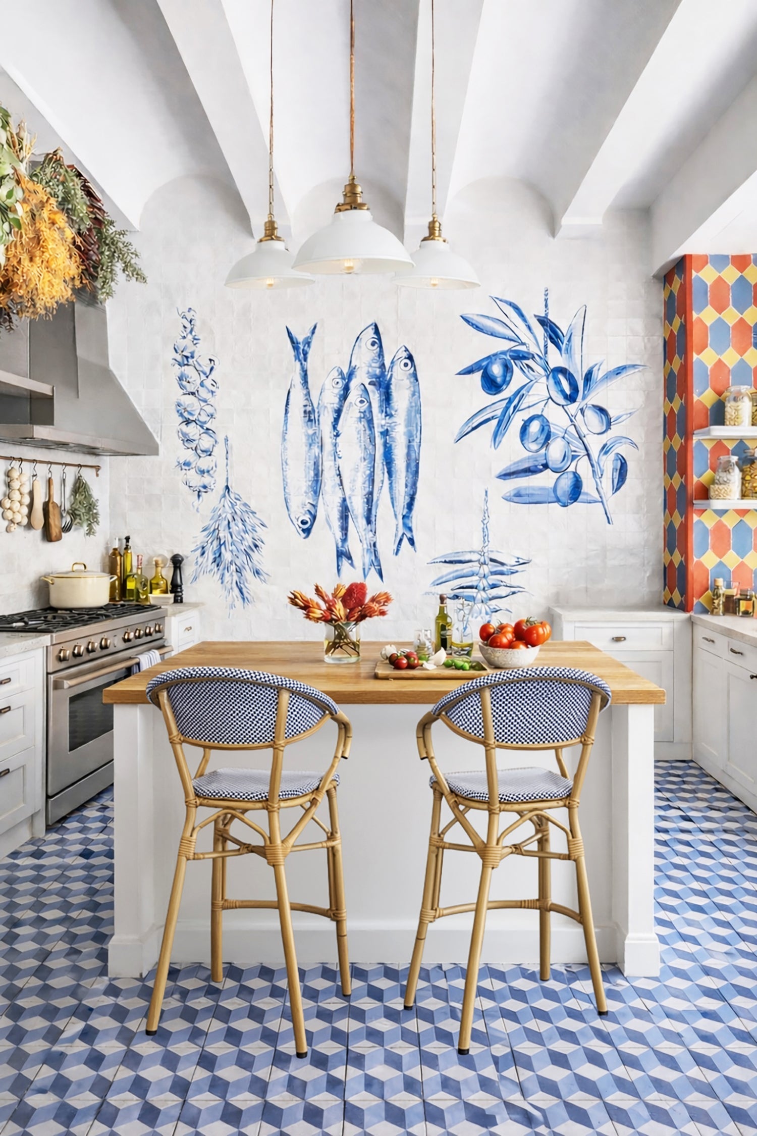 Amalfi - Lot 2 Faut Bar - Aspect Rotin/Aluminium/Textilene - Bleu