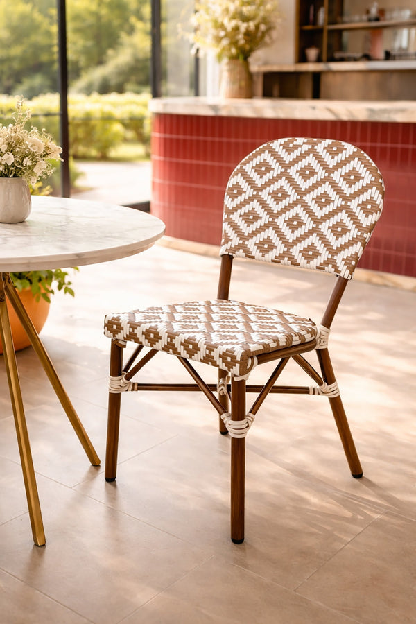 Scala - Lot 2 Chaises - Aluminium Effet Rotin - Noisette/Noyer