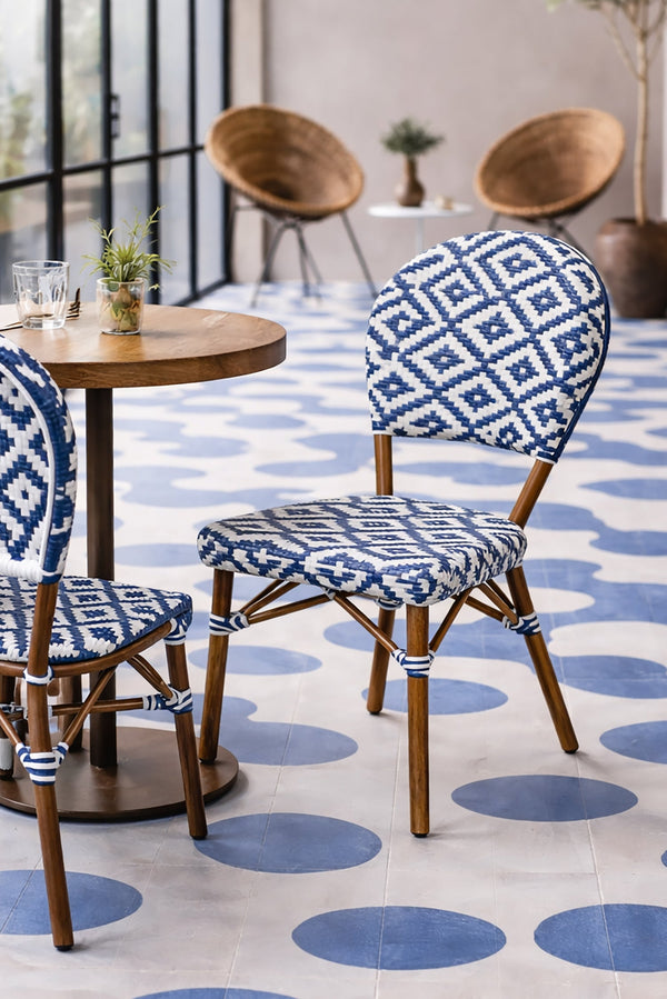 Scala - Lot 2 Chaises - Rotin/Aluminium/Textilene - Bleu