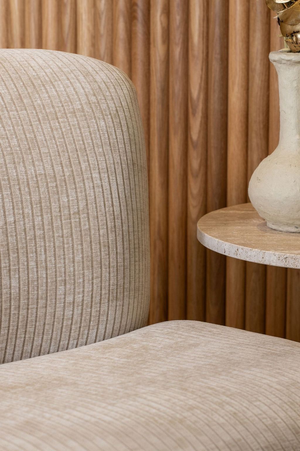 Côme - Fauteuil - Velours Cotelé/Tissu/Bois - Beige