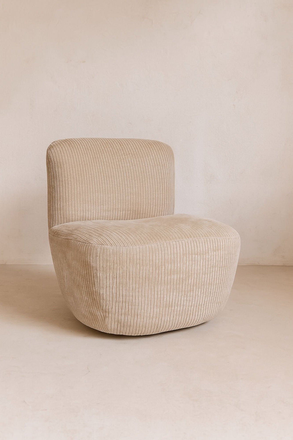 Côme - Fauteuil - Velours Cotelé/Tissu/Bois - Beige