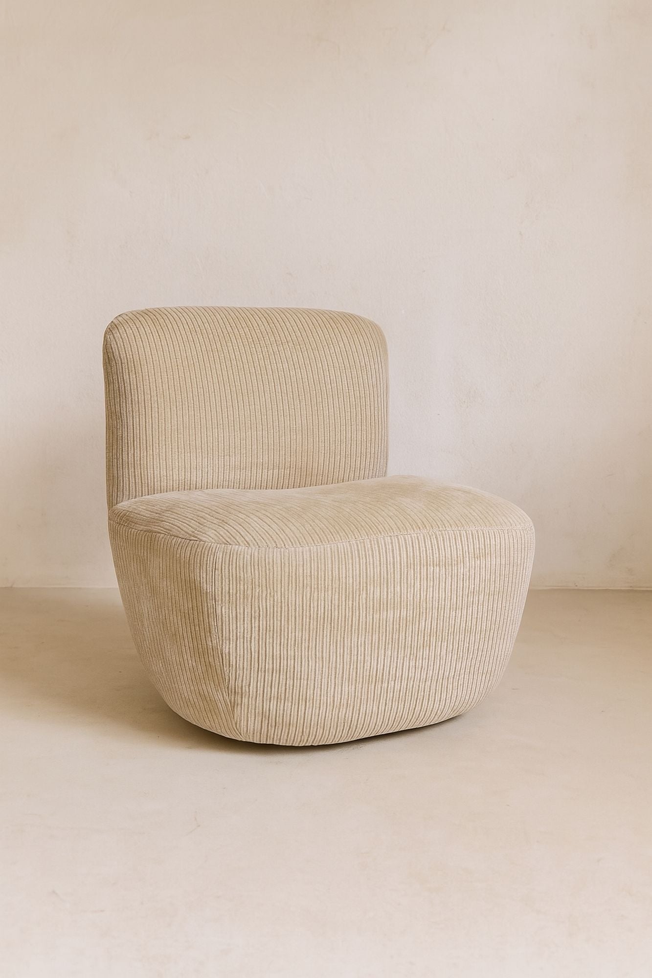 Côme - Fauteuil - Velours Cotelé/Tissu/Bois - Beige
