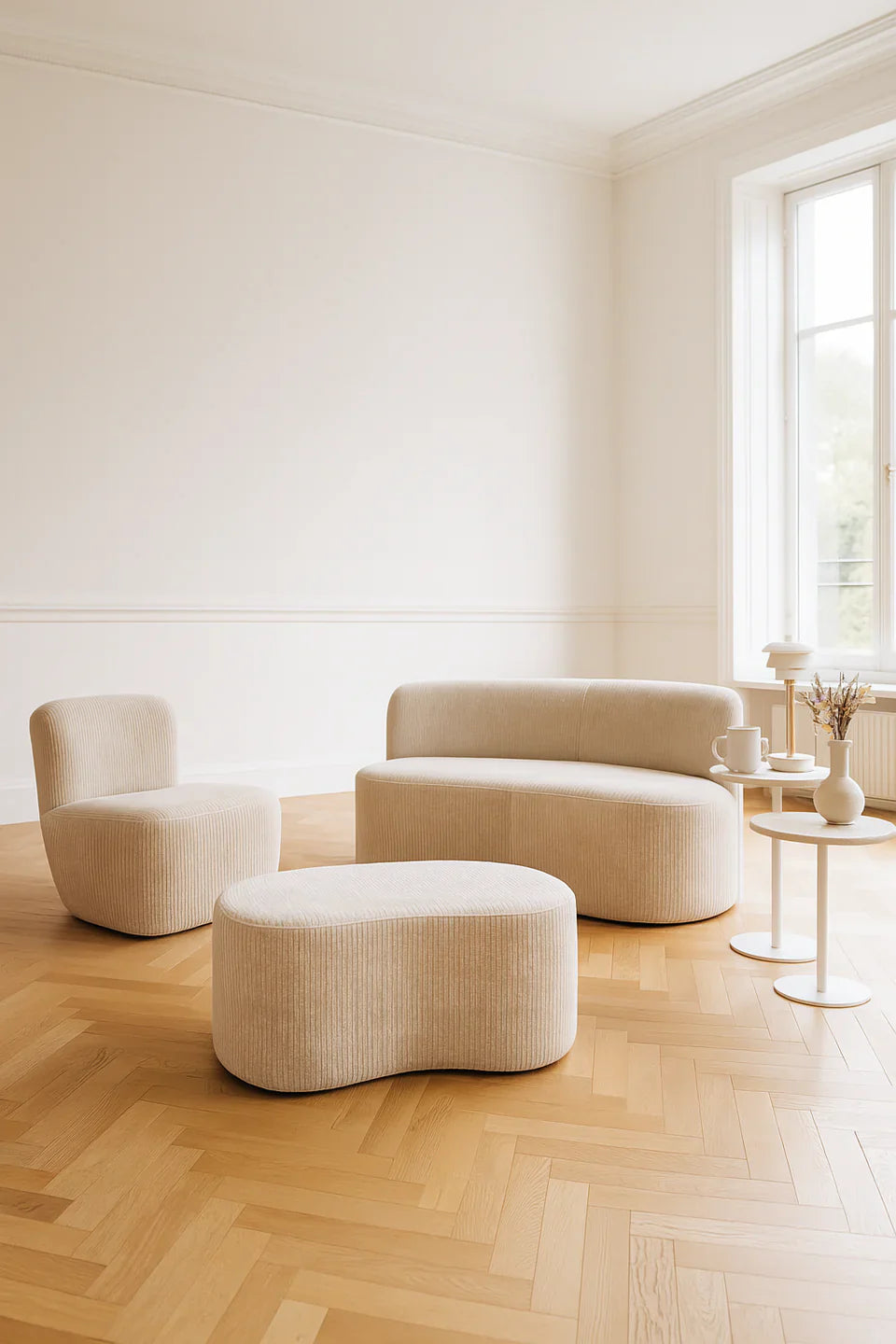 Come - Banc Avec Dossier - Velours - Beige