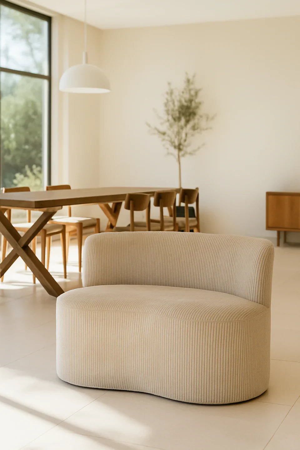 Come - Banc Avec Dossier - Velours - Beige