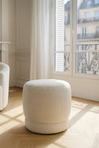 Malo - Pouf - Tissu Bouclette - Blanc