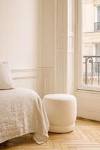 Malo - Pouf - Tissu Bouclette - Blanc