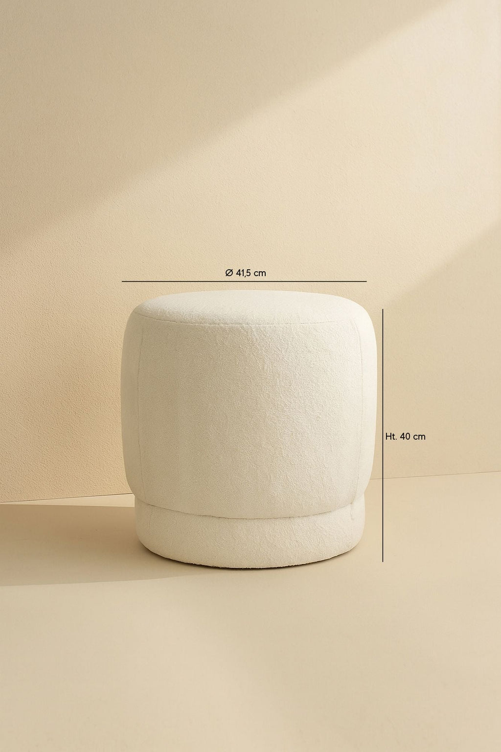 Malo - Pouf - Tissu Bouclette - Blanc