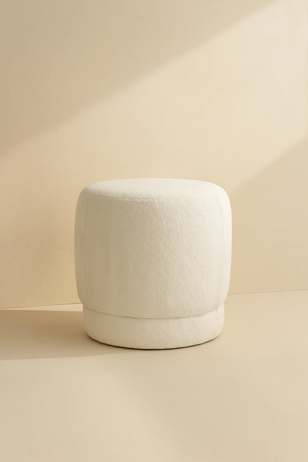 Malo - Pouf - Tissu Bouclette - Blanc