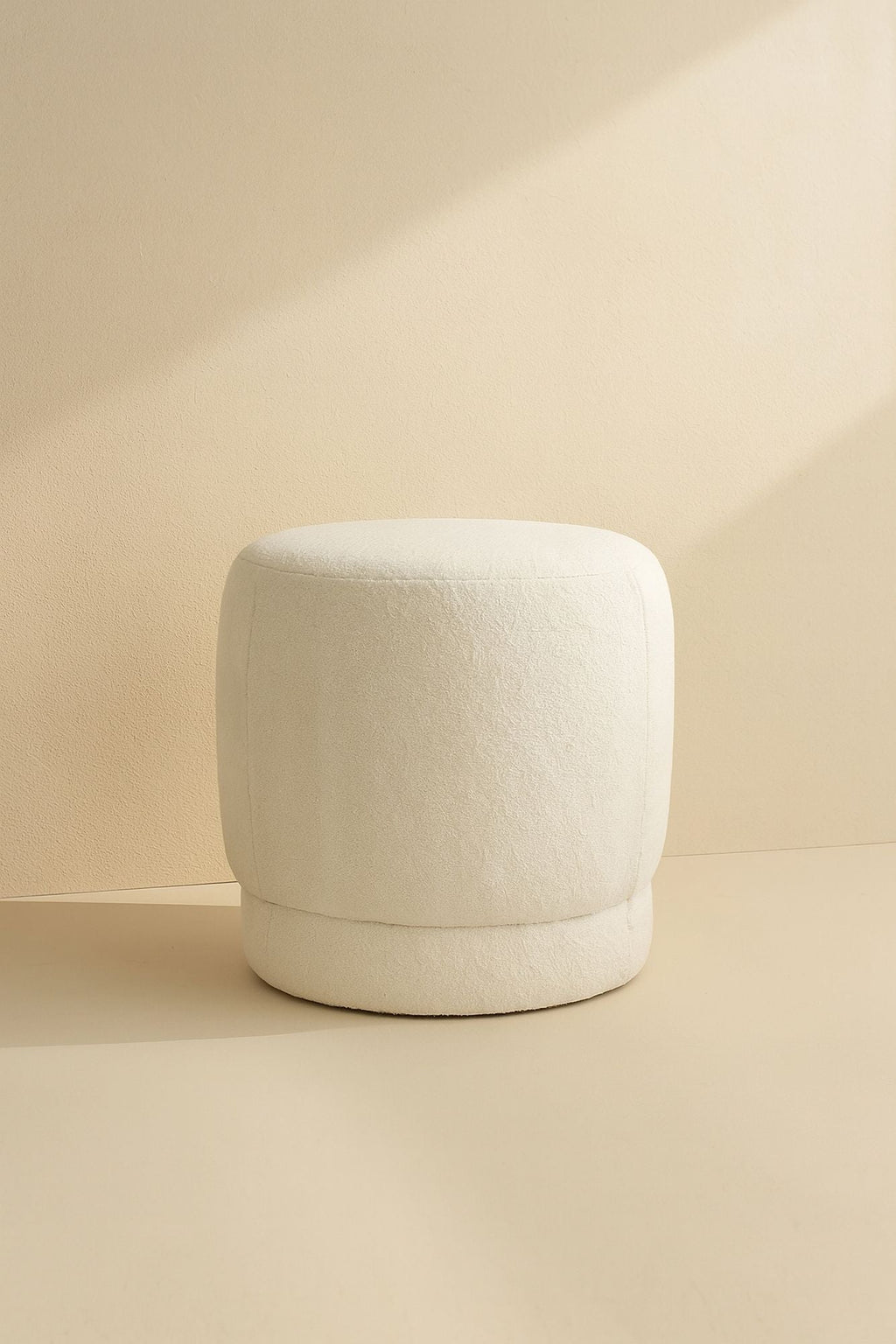 Malo - Pouf - Tissu Bouclette - Blanc