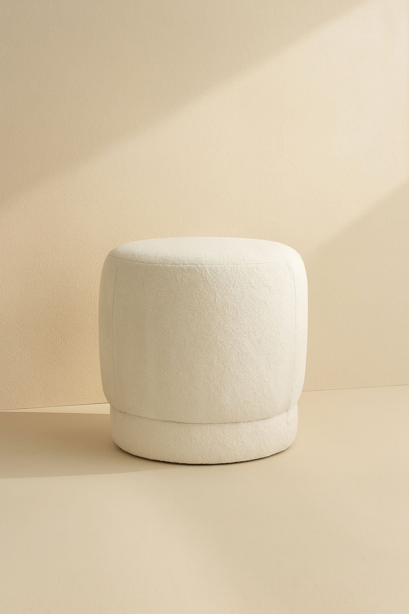 Malo - Pouf - Tissu Bouclette - Blanc