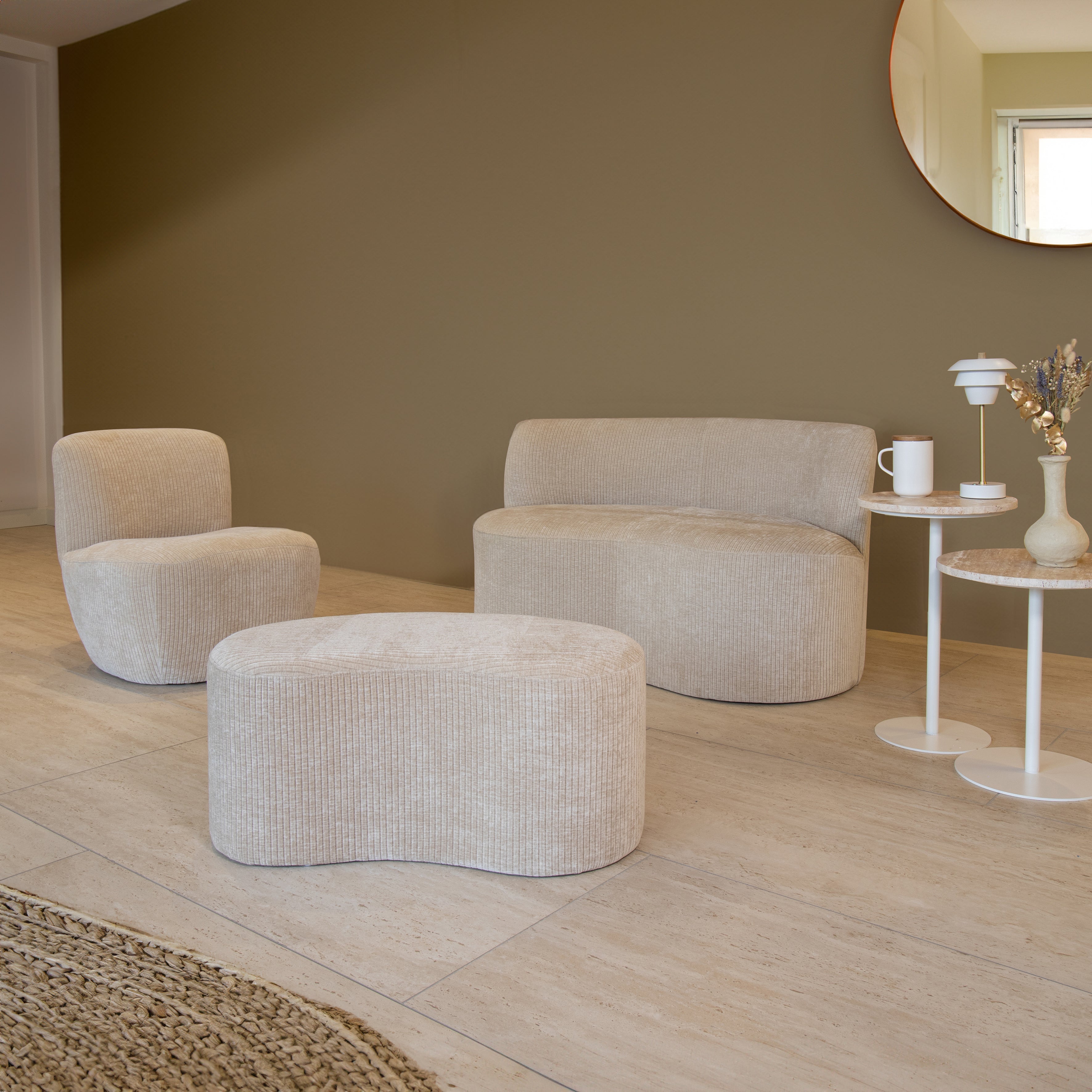 Come - Banc - Velours Cotelé/Tissu - Beige