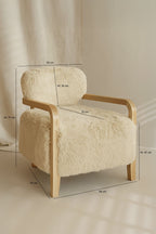 Yack - Fauteuil - Fourrure/Tissu/Bois - Beige
