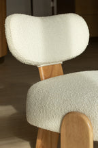 Hella - Fauteuil - Tissu Bouclette/Bois - Blanc