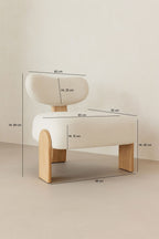 Hella - Fauteuil - Tissu Bouclette/Bois - Blanc