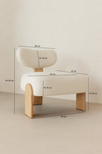 Hella - Fauteuil - Tissu Bouclette/Bois - Blanc